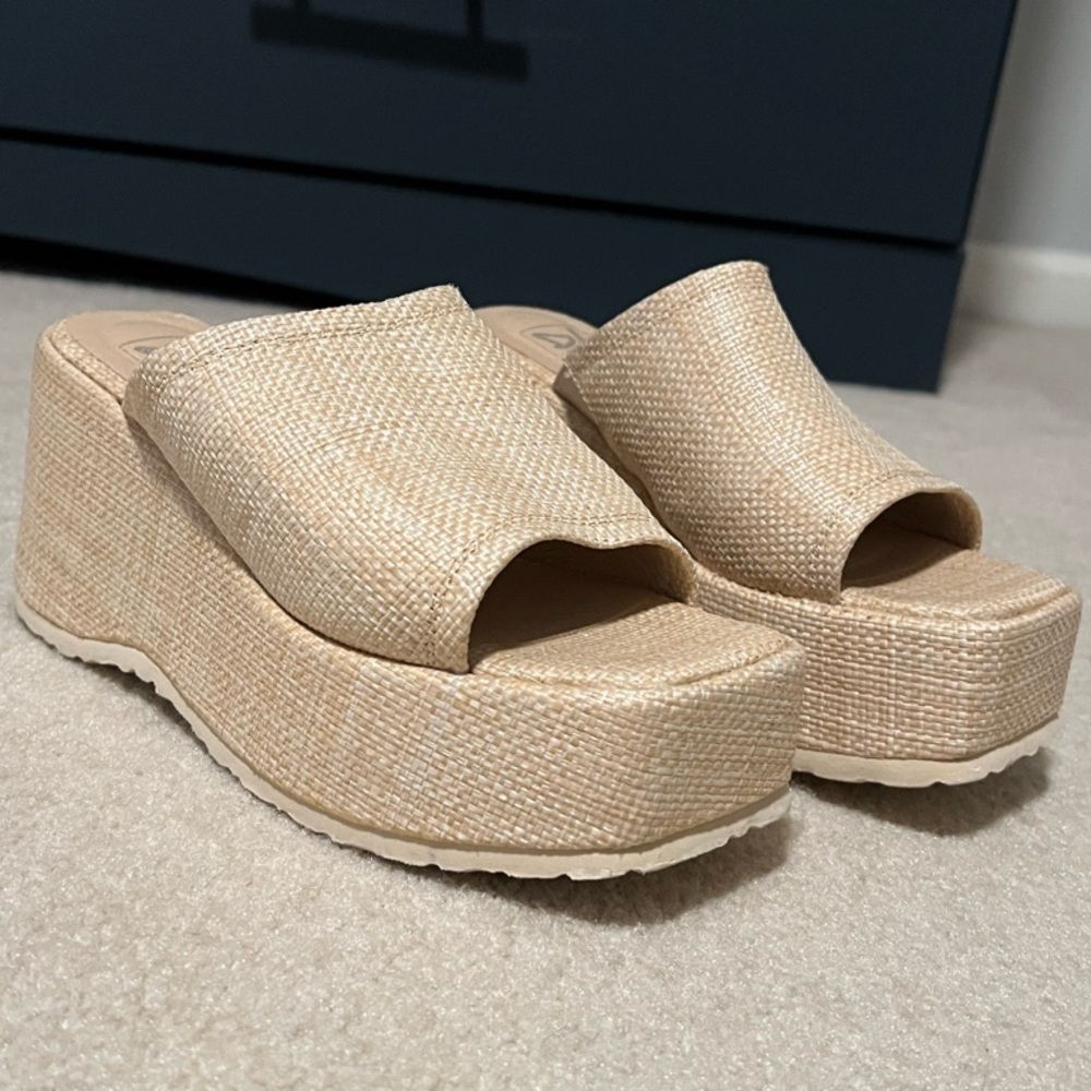 Dirty Laundry Slip-On Platform Wedges - Raffia